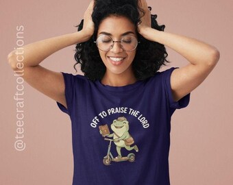 Frog Praise the Lord Christian T-Shirt, Garment-Dyed Cotton Tee
