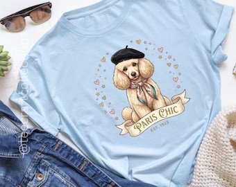 Paris Chic Poodle Tee | French Beret Dog Illustration