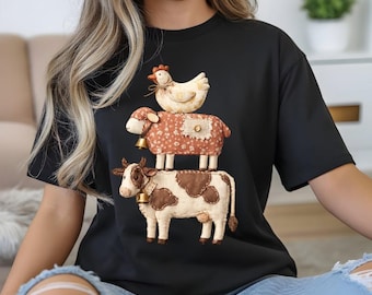 Western Cow Faux Patchwork Png, Farm Png, Western Animals Png, Highland Cow Png, Farmhouse Decor Png, Farm Animal Png
