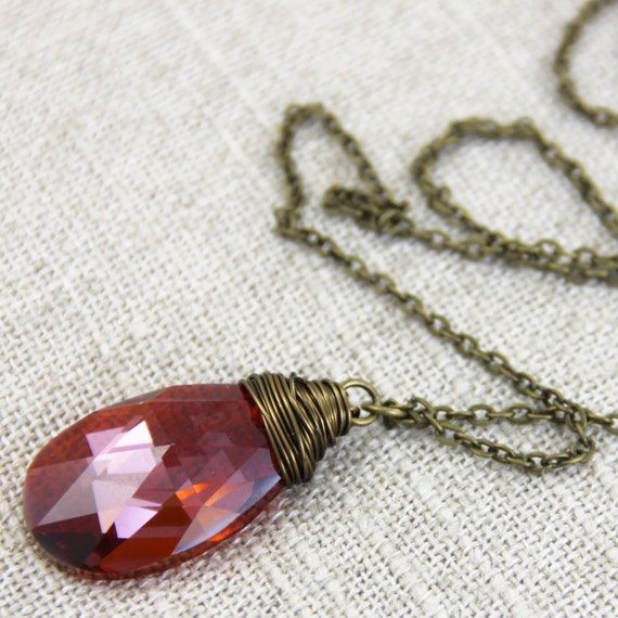 Red Swarovski Crystal Pendant 