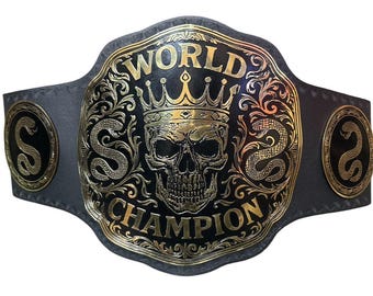 Custom Design Handmade Smoking Skull Championship Belt With Leather Strap 2 MM Brass Best Gift For Wrestling Lover
