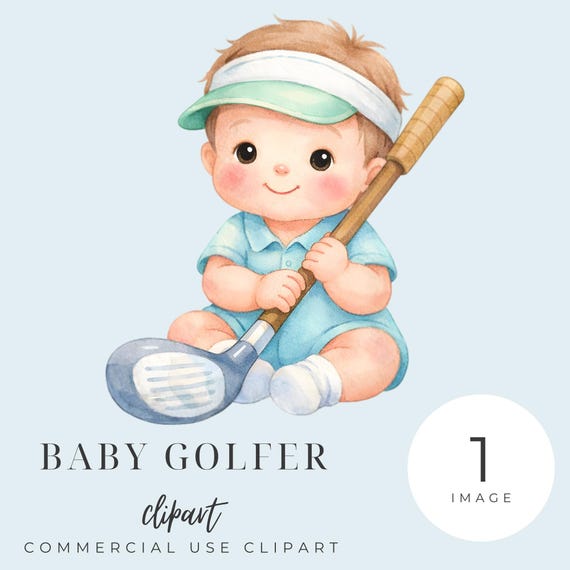 Golf Baby Shower Clipart, Cute Golfing Clipart, Digital Download for Baby Shower Invitations & Nursery Decor by ClipartCuriosity