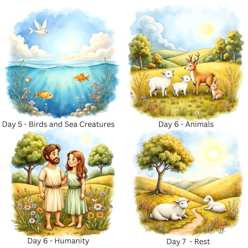Adam and Eve Clipart, 7 Days of Creation Clipart, Bible Story PNG ...