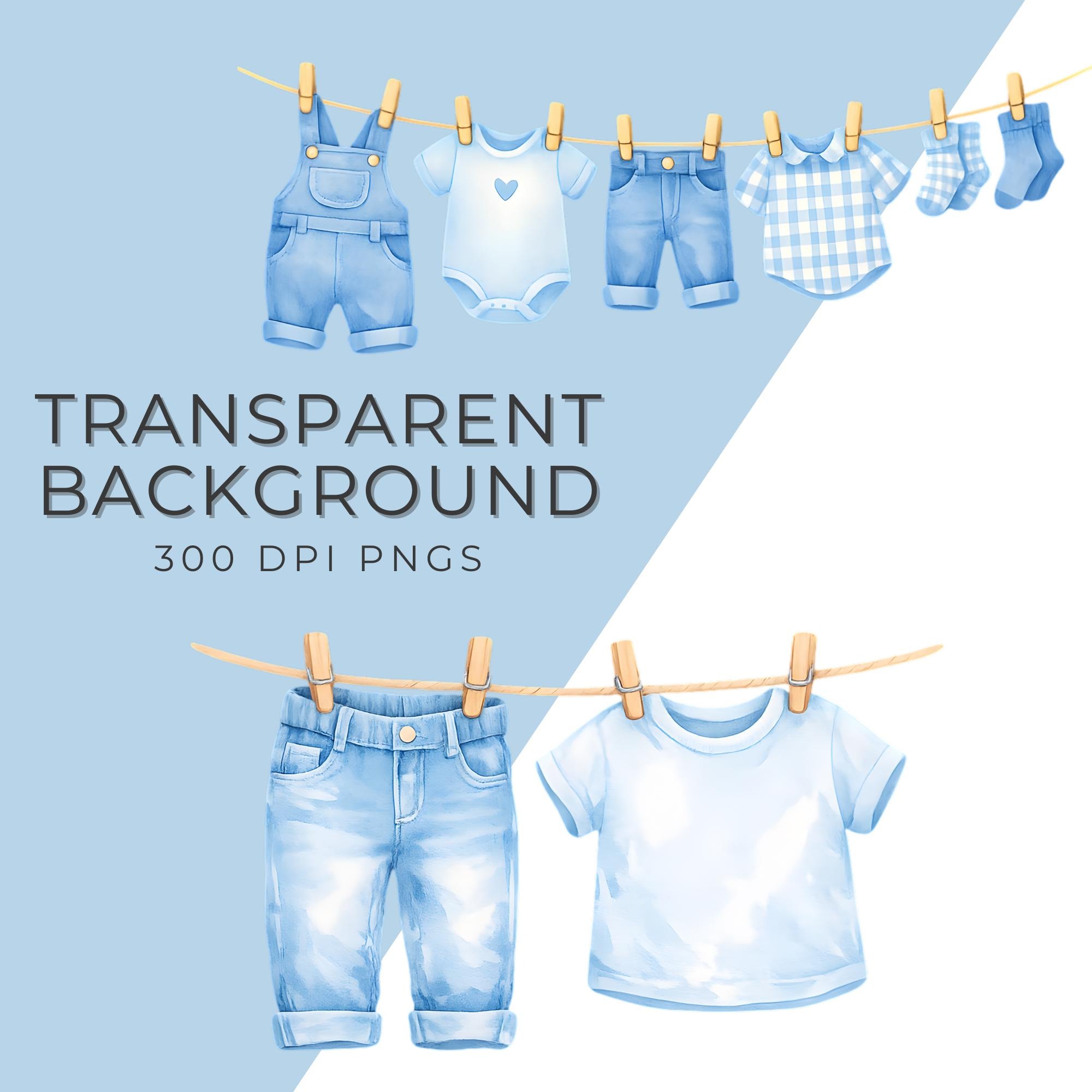 Blue Jean Baby Clipart Bundle - Denim Baby Shower Graphics - Baby ...