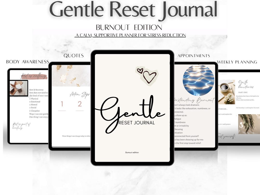 Gentle Reset Journal (printable), for Reducing Burnout and Stress ...
