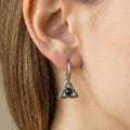 Gothic Triquetra Hoop Earrings – Celtic Knot Black Stone Unisex Huggie Earrings product logo