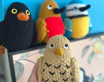 British Garden Birds Knitting Pattern, bird amigurumi pattern, downloadable pdf pattern