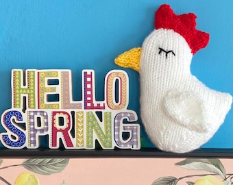 Chunky Chicken Easter Toy Knitting Pattern, knit a hen, chick knitting pattern, emotional support chicken