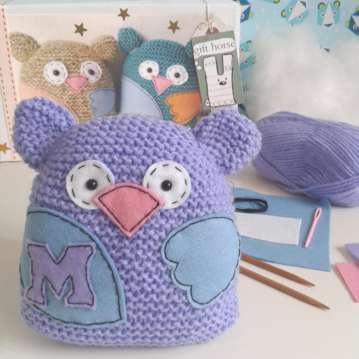 Owl Knitting Pattern, Little Hoot Personalised Owl Toy, owl amigurumi, learn to knit