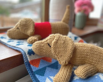 Sausage Dog, Messenger Pigeon and Three Colour Mice Knitting Pattern Set