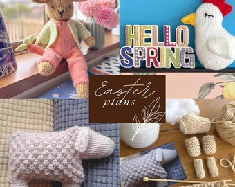 Easter Knitting Pattern Set: Sheep, Easter Bunny and Spring Chicken