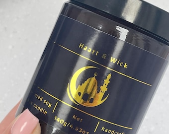 Eid Mubarak Candle Gift  • Perfect for Gifting  • Soy Wax • Oud & Bergamot • Eid Home Fragrance 140g