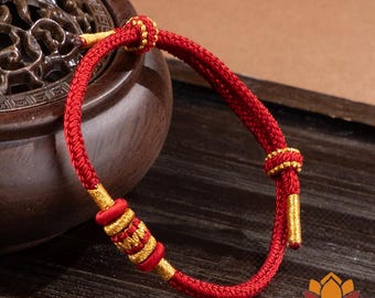 Bracciale Rosso 7 Nodi Originale | Filo Portafortuna Contro Il Malocchio | Amuleto Protezione Energie Negative | Regolabile 11-28 Cm | Unisex