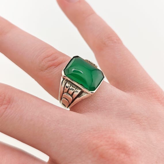 Statement-Ring aus Silber mit grünem Nephrit - image 5