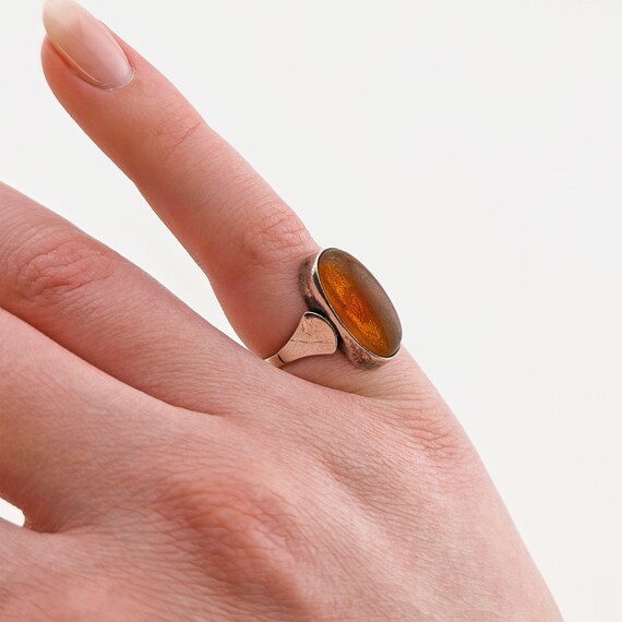 Statement Silberring mit Bernstein aus den 1970er… - image 5