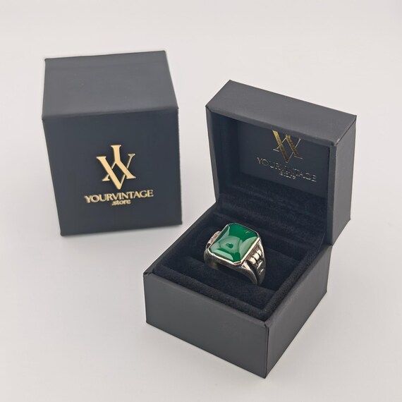 Statement-Ring aus Silber mit grünem Nephrit - image 6