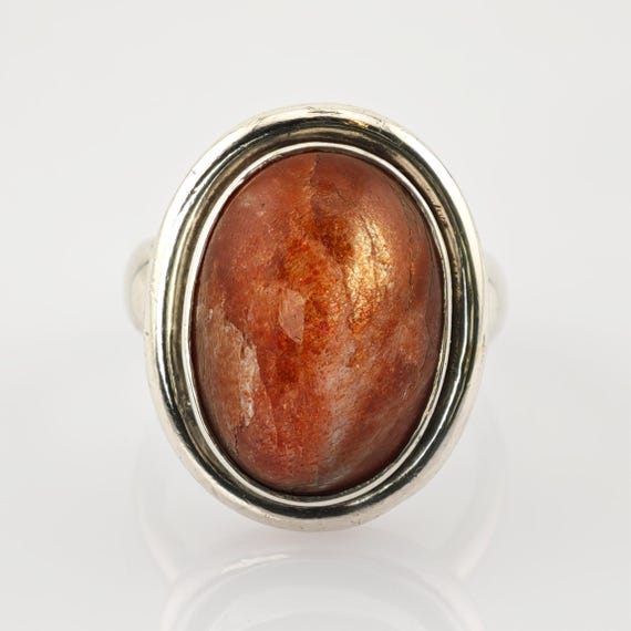 Statement-Silberring mit großem orangefarbenem Fa… - image 3