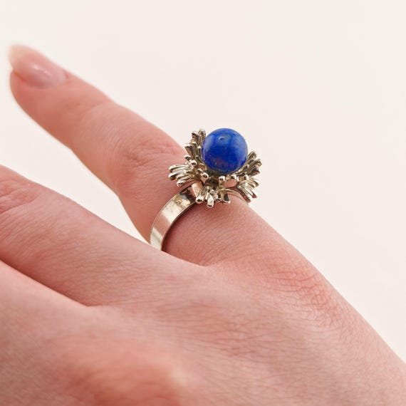 Statement-Ring aus Silber mit blauem Farbstein um… - image 5