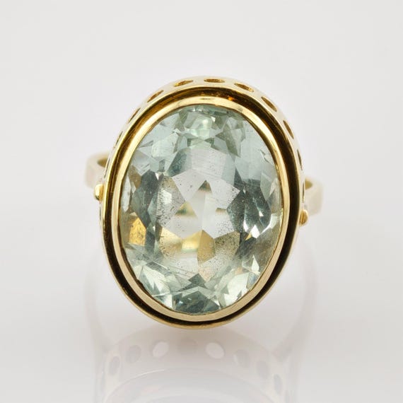 Statement-Ring aus Gold mit großem Aquamarin - image 3