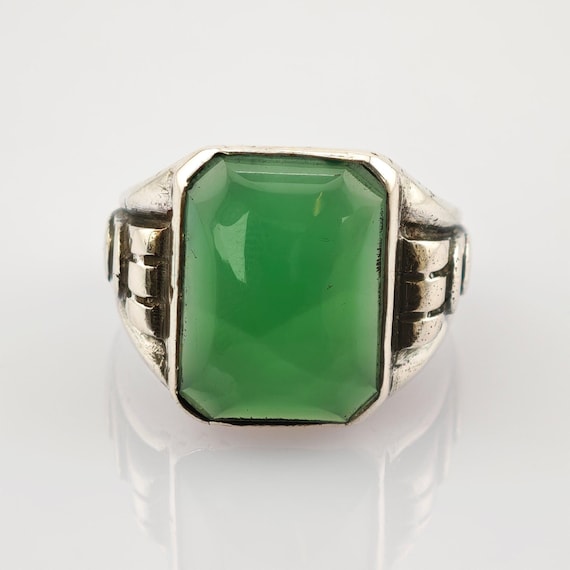 Statement-Ring aus Silber mit grünem Nephrit - image 3