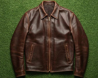 Handmade Brown Genuine Leather Jacket for Men – Timeless Vintage Cowhide Jacket