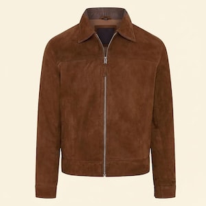 Brown Suede Leather Jacket Men Vintage Style Handmade Outerwear