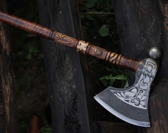 Hand Forged D2 Steel Viking Axe – Eivor Battle Axe Replica