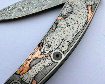 Damasteel Folding Knife Titanium Handle Frame Lock