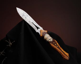 Aurora Small Custom Dagger, Damasteel Blade, Cryo Treated Collector Knife
