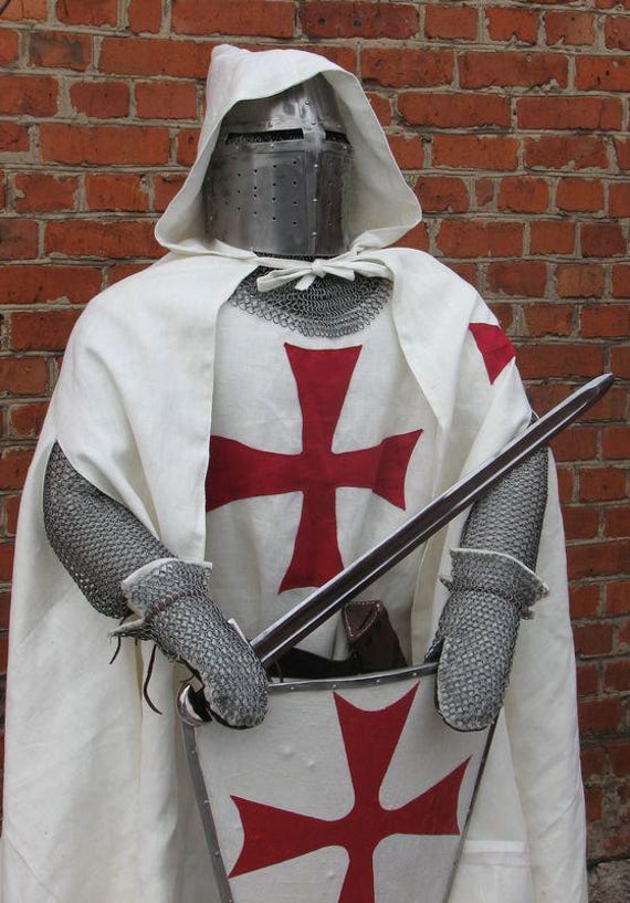Templar Knight Armor Set Crusader Costume Armor Shield Sword Medieval Outfit