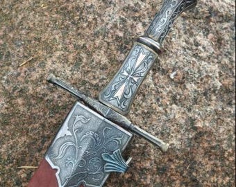 Crusader Sword Handmade D2 Steel Medieval Sword Hand Forged Knight Sword With Scabbard