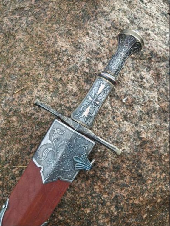 Crusader Sword Handmade D2 Steel Medieval Sword Hand Forged Knight Sword With Scabbard