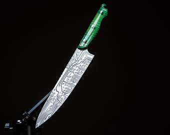 Handmade IT Chef Knife, N690 Steel, Microchip Acrylic Handle