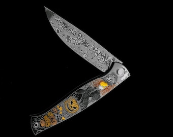 Damasteel Folding Knife Titanium Handle Frame Lock