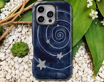Cosmic Spiral Star Pattern Dreamy Minimalist Y2k Phone Case For iPhone 17 16 15 14 13 12 11 Pro Max, Samsung Galaxy S26 S25 S24 S23 Ultra