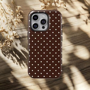 Brown Polka Dot Phone Case: Soft Girl Y2K Design Cover For iPhone 18 17 16 15 14 13 12 11 Pro Max, Samsung Galaxy S26 S25 S24 S23 Ultra