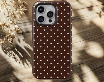 Brown Polka Dot Phone Case: Soft Girl Y2K Design Cover For iPhone 18 17 16 15 14 13 12 11 Pro Max, Samsung Galaxy S26 S25 S24 S23 Ultra