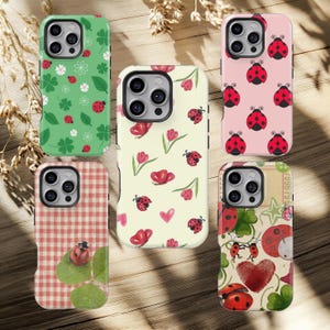Nyckelpiga Mobilskal Enkelt Rött Söt Rosa Anpassat Fodral för iPhone 17 16 15 14 13 12 11 Pro Max, Samsung Galaxy S25 S24 S23 Ultra