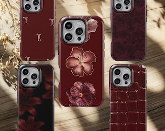 Burgundy Phone Case Moody Elegant Deep red Cover for iPhone 17 16 15 14 13 12 11 Pro Max, Samsung Galaxy S25 S24 S23 Ultra