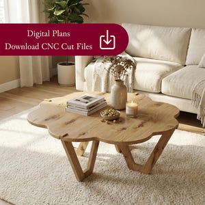 Wolke Couchtisch DXF-Dateien | CNC-Fräser-Schnittdateien | 18 mm Sperrholz Design | Ineinander greifender Blumentisch | Nesting Bereit