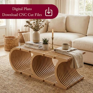 File CNC per tavolini da caffè parametrici / Tavolino centrale moderno / Progetti per mobili in legno / Compensato da 18 mm DXF per router / Download digitale con nidificazione