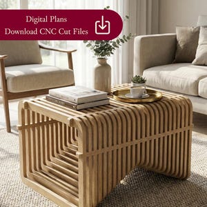 Wellenförmige Parametrische Bank & Couchtisch CNC Schnitt Dateien - DXF Digitaler Download mit Nesting - 18 mm Sperrholz Design