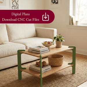 Mesa de centro de diseño de mediados de siglo (archivos CNC) / Planos de muebles de madera contrachapada DXF / Material de 18 mm / Listo para anidar / Descarga digital