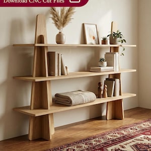 Screwless Interlocking Shelf CNC Plans | DXF Files for 18mm Plywood | Modern Minimalist Bookshelf Design | Nesting Files Included