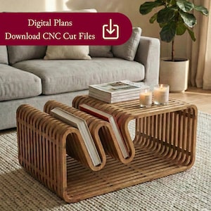 Modern Parametric Center Table DXF for CNC Router | Organic Wavy Wood Design | Digital Cutting File for 18mm Plywood | Instant Download