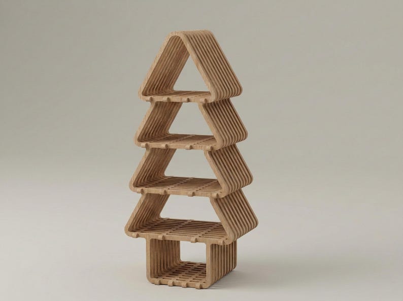 Christmas Tree Shelf CNC Files (DXF) | Modern Plywood Bookcase Plans ...