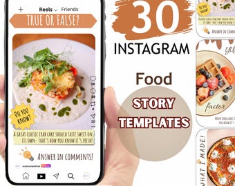 Food Blogger Instagram Story Templates, Editable Canva (Digital Download)