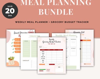 Meal Planning Bundle Canva Templates | Weekly Meal Planner & Grocery Budget Tracker | Editable Printable