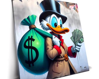 Scrooge McDuck Canvas Print - Cartoon Money Art