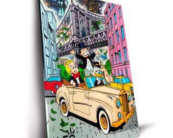 Team Driving Through NYC Alec Monopolys Street Graffiti Pop Art Canvas Print Home Decor Wall Art
